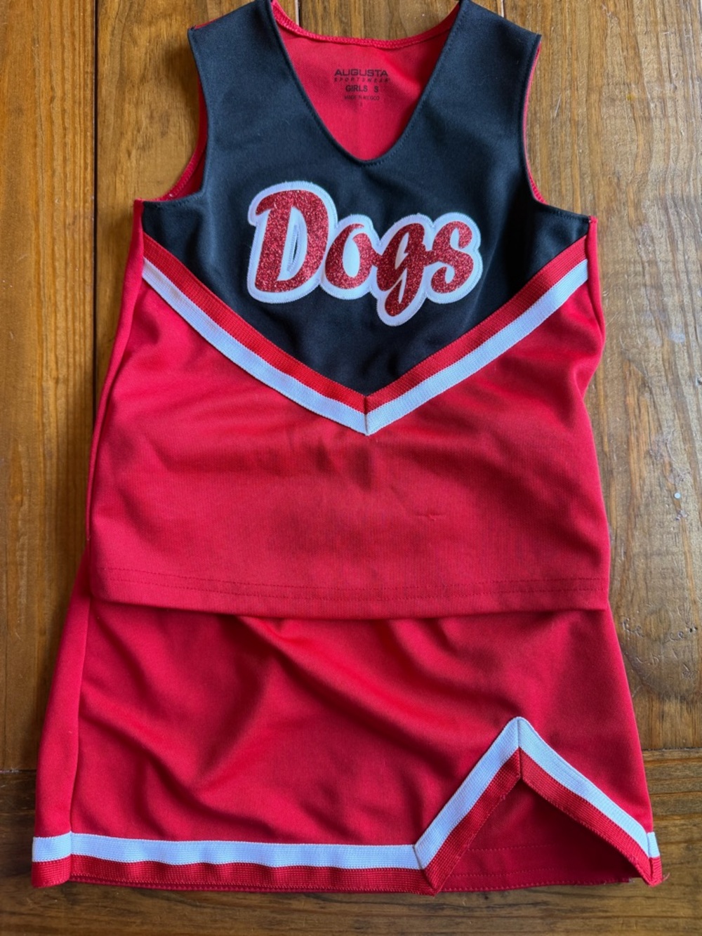 Augusta Sportswear Girls Red and Black "Dogs" Cheerleading Costume